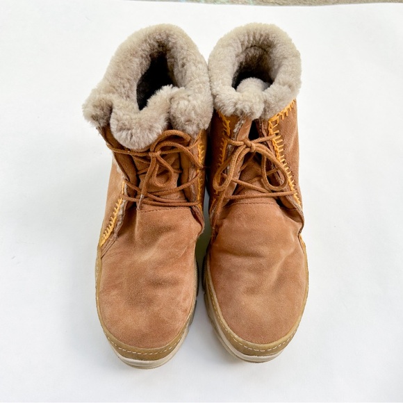 Laidback London x Free People Remy Brown Sheepskin Lined Lace-Up Ankle Boot - Picture 4 of 6